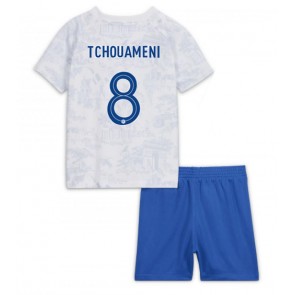 Francja Aurelien Tchouameni #8 Koszulka Wyjazdowych Dziecięca MŚ 2022 Krótki Rękaw (+ Krótkie spodenki)
